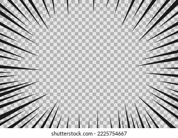 Comic book page with black lines isolated on transparent background