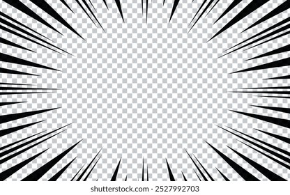 Comic book page with black lines isolated on transparent background