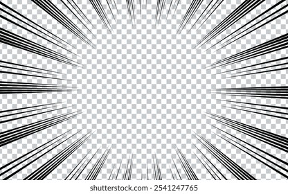 Comic book page with black lines isolated on transparent background.