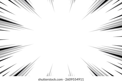 Comic book page with black lines isolated on white background. Template with lightning explosion beam effect texture. Vector illustration