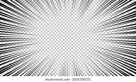 Comic book page with black lines isolated on transparent background. Template with flash explosion rays effect texture. Vector illustration - Powered by Shutterstock - Get 15% off with code: PIKWIZARD15