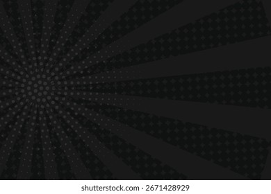 Comic book page with black lines isolated on transparent background. Template with flash explosion rays effect texture. Vector illustration