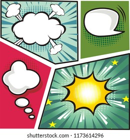 Comic book page with blank explosion 