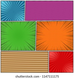 Comic book page colorful background with different humor effects in various colors. Vector illustration