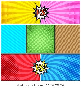 Comic Book Page Colorful Background Halftone Stock Vector (Royalty Free