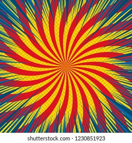 Comic book page colorful bright template with blue rays yellow halftone and red radial humor effects. Vector illustration