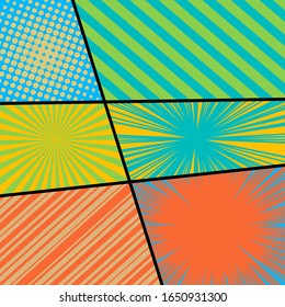 Comic book page colorful composition with different humor effects. Vector illustration