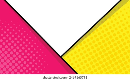Página de cómic Plantilla Horizontal colorida con semitonos, marcos coloridos divididos por líneas con puntos, Plantilla de fondo de cómic