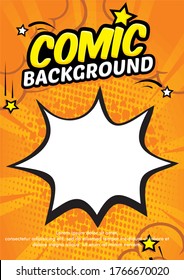 Diseño de páginas de historietas. portada de revista Vector Premium aislado en naranja