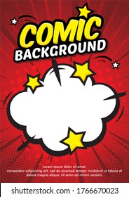 Comic book page design. magazine cover Premium Vector isolated on red