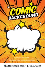 Comic book page design. magazine cover Premium Vector isolated on orange