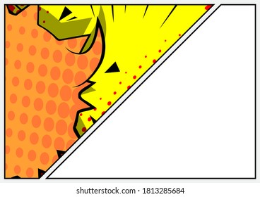 Ilustración de la página del libro de historietas con elementos gráficos de historietas de media página. Fondo de diseño de dibujos animados. Fondo de historietas vectoriales.