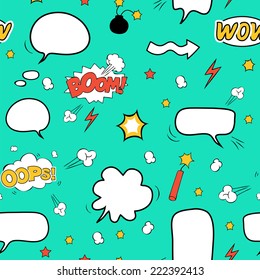 Comic Book Page Mock-Up. Set of speech bubble and halftone backgrounds. cartoon.