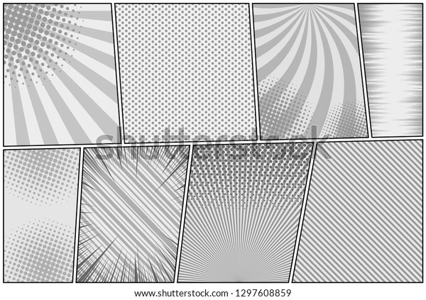 Comic Book Page Monochrome Template Halftone Stock Vector Royalty Free Shutterstock