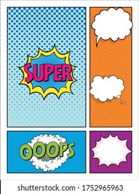 Comic book page. Comic Book Page with place for Text, Speech Bubbls,