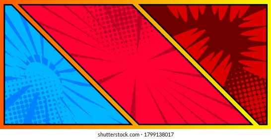 Fondo de estilo de página de libro de historietas, plantilla de banner en ilustración vectorial colorida de arte pop.