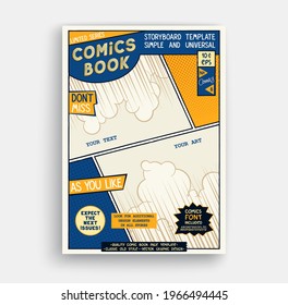 Comic book page template. Classic storyboard artwork. Comics magazine cover. Vector graphics