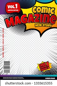 comic book page template design. Magazine cover 