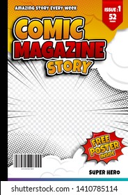 Comic Book Page Template Design. Magazine Cover 