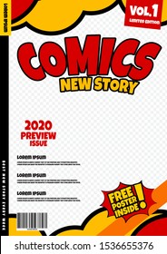 comic book page template design. Magazine cover 