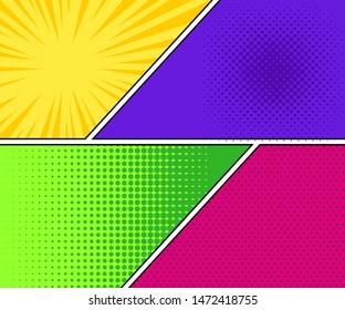 Comic book page template in pop-art style. Bright empty background. Vector illustration