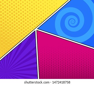 Comic book page template in pop-art style. Bright empty background. Vector illustration