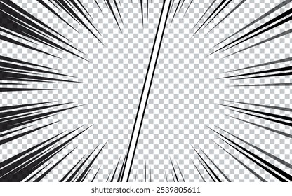 Comic book page template with radial effect isolated on transparent background.