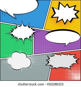 comic book page with various speech bubbles