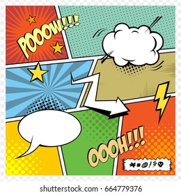 Comic book page. Various symbols.