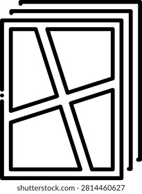 Comic Book Pages Stack Icon. A stack of layered comic book pages icon representing multiple issues and publication depth. Suitable for comic collection displays, library archives, and publishing catalog materials.