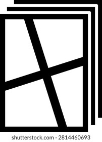 Comic Book Pages Stack Icon. A stack of layered comic book pages icon representing multiple issues and publication depth. Suitable for comic collection displays, library archives, and publishing catalog materials.