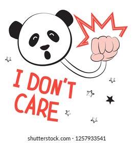 Comic book Panda. Design for sticker, patch, poster, personal diary. Ironic print fabric, fashion clothes. Funny vector clip art