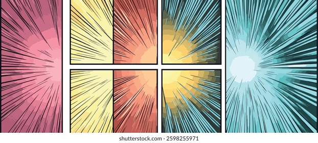 Comic Book Panels Vector Illustration, Manga Style.