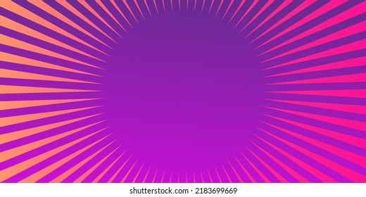 Comic book pink color sun rays. Starburst backgrounds, vector illustration. 