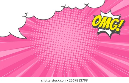 Pop de cómics Art Pink Explosion con ilustración de nube