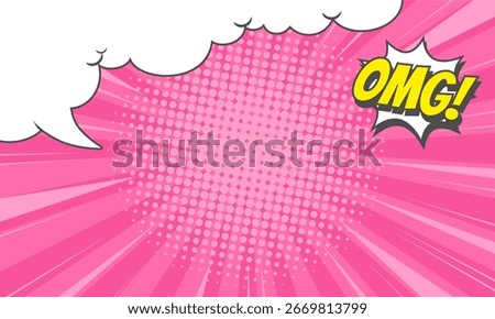 Comic Book Pop Art Pink Explosion with cloud illustration