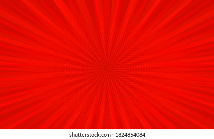 Comic Book Pop Art Strip Radial On Red Background