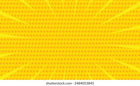 Comic book pop art strip radial backdrop. vintage pop art yellow background. comic banner vector illustration