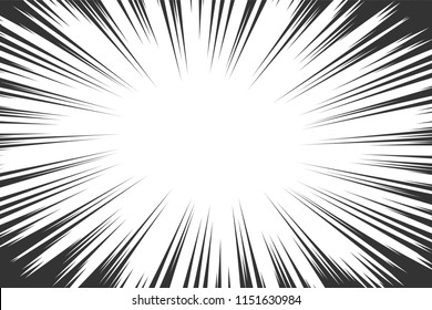 Comic Book Radial Lines Background. Manga Speed Frame. Explosion Vector Illustration. Star Burst Or Sun Rays Abstract Backdrop