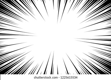 Comic book radial lines background. Manga speed frame. Explosion vector illustration. Star burst or sun rays abstract backdrop