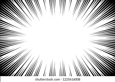Comic book radial lines background. Manga speed frame. Explosion vector illustration. Star burst or sun rays abstract backdrop