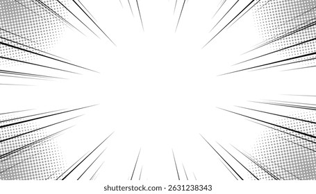 Comic book radial lines background. Manga speed frame.