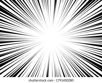 Comic book radial lines. Comics background with motion, speed lines. Vector illustration.