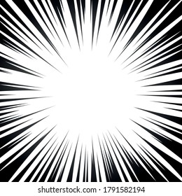 Comic book radial lines. Comics background with motion, speed lines. Vector illustration.
