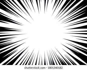 Líneas radiales de historietas. Comics de fondo con movimiento, líneas de velocidad. Ilustración vectorial.
