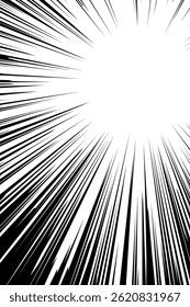 Rayos radiales de cómic, líneas de velocidad de manga o anime, efectos de zoom y movimiento. Fondo de acción de dibujos animados. Elementos de estilo de arte Pop. Ilustración vectorial