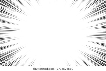 Comic Book Radial Speed Line Effect on White Background. Vector illustration.