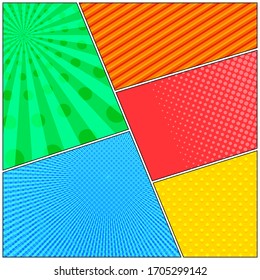 Comic book scenes composition with colorful humor effects. Vector illustration