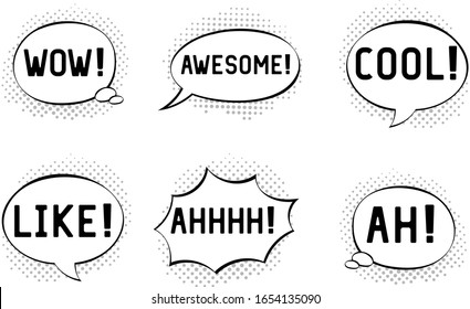 Comic Book Shout Outs. In Speech Bubbles. Vector Illustration Isolated On White Background