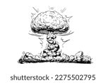 Comic book sketch nuclear explosion. Design template page. Hand drawn vector art illustration. 